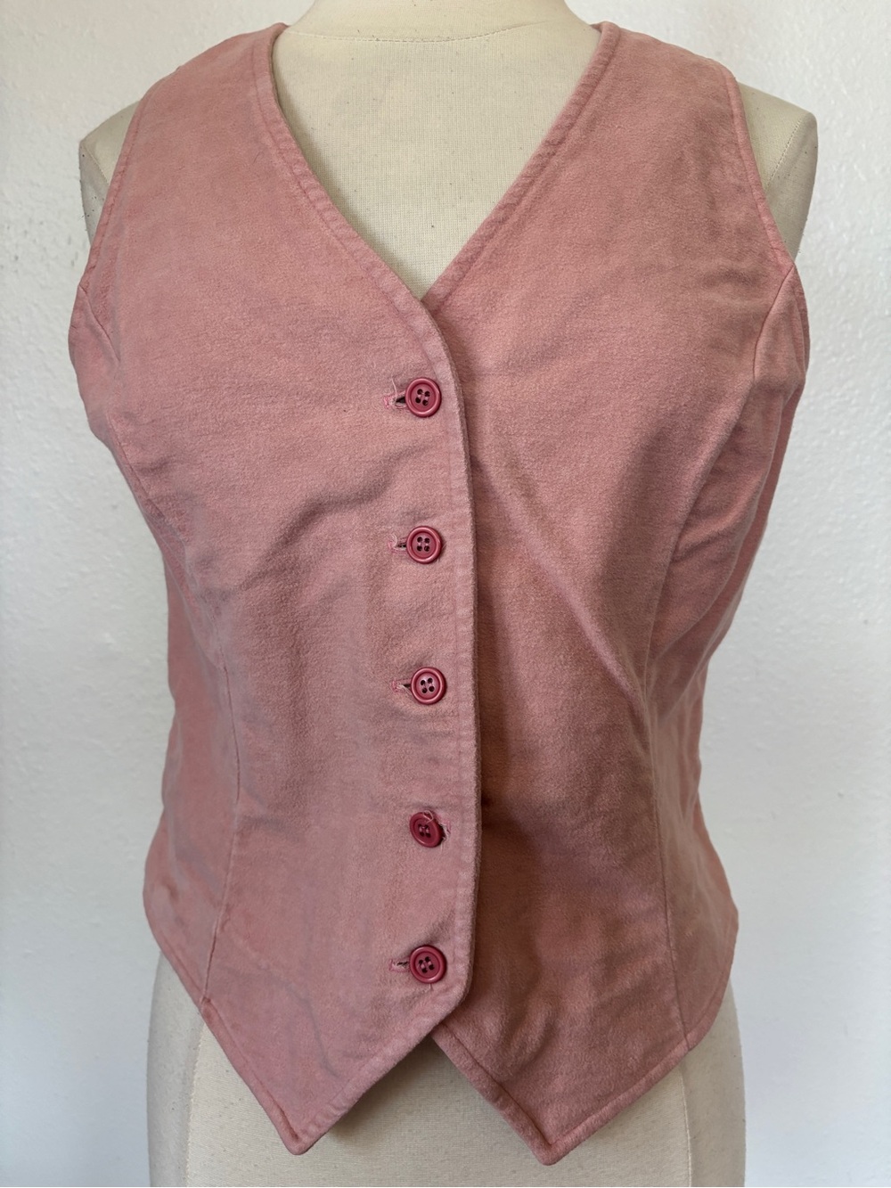 Vintage 70s Pastel Pink Faux Suede Vest - Picture 2 of 7